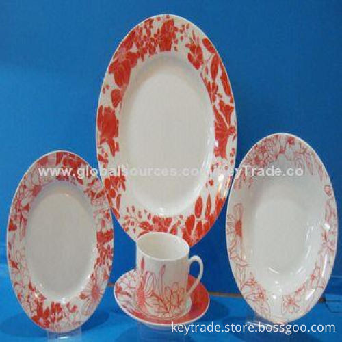Fine Porcelain 20-piece Dinner Set in Round Shape with Decal, Customized Designs Welcomed